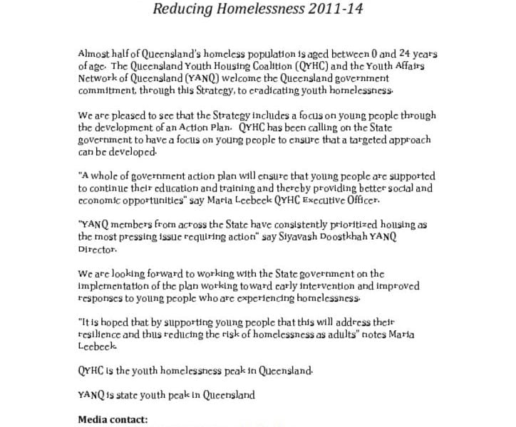 thumbnail of YouthPeaksWelcomeQueenslandGovenmentStrategyforReducingHomelessness